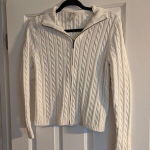 LL Bean Cable Knit Zip Up Sweater